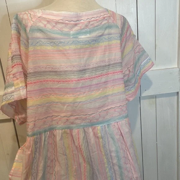 NWT By Anthropologie Letty Neon Embroidered Top - Picture 3 of 5